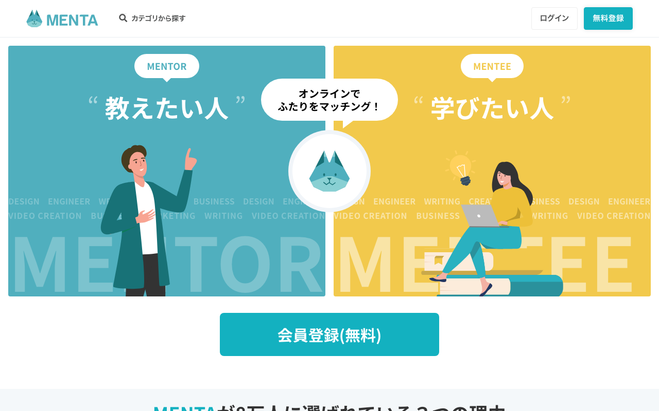 MENTAのトップページ